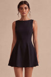 White A Line Boat Neck Simple Short Bridal Shower Dress