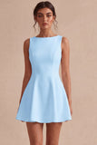 White A Line Boat Neck Simple Short Bridal Shower Dress