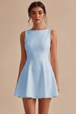 White A Line Boat Neck Simple Short Bridal Shower Dress