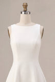White A Line Boat Neck Simple Short Bridal Shower Dress