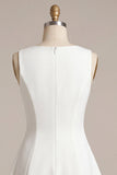 White A Line Boat Neck Simple Short Bridal Shower Dress