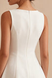 White A Line Boat Neck Simple Short Bridal Shower Dress