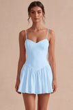 White A Line Ruched Spaghetti Straps Short Bridal Shower Dress