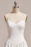 White A Line Ruched Spaghetti Straps Short Bridal Shower Dress
