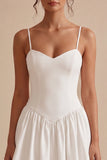 White A Line Ruched Spaghetti Straps Short Bridal Shower Dress