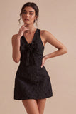 White Floral V-Neck A Line Short Engagement Dress