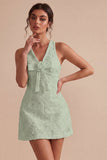 White Floral V-Neck A Line Short Engagement Dress