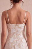 Ivory Floral Bodycon Spaghetti Straps Short Graduation Dress