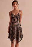 Ivory Corset Floral A Line Asymmetrical Engagement Dress