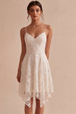 Ivory Corset Floral A Line Asymmetrical Engagement Dress
