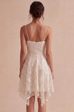 Ivory Corset Floral A Line Asymmetrical Engagement Dress