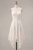Ivory Corset Floral A Line Asymmetrical Engagement Dress
