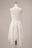 Ivory Corset Floral A Line Asymmetrical Engagement Dress