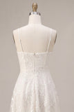 Ivory Corset Floral A Line Asymmetrical Engagement Dress