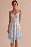Ivory Corset Floral A Line Asymmetrical Engagement Dress