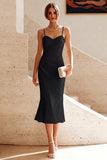 White Spaghetti Straps Mermaid Midi Engagement Dress
