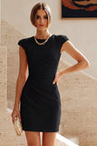 Simple Cap Sleeves White Pencil Short Work Dress