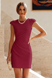 Simple Cap Sleeves White Pencil Short Work Dress