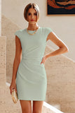 Simple Cap Sleeves White Pencil Short Work Dress