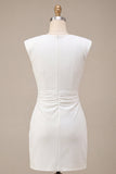 Simple Cap Sleeves White Pencil Short Work Dress