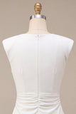 Simple Cap Sleeves White Pencil Short Work Dress