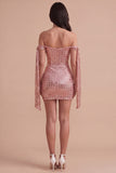 Sparkly Sequin Champagne Corset Short Cocktail Dress