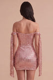 Sparkly Sequin Champagne Corset Short Cocktail Dress