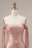 Sparkly Sequin Champagne Corset Short Cocktail Dress