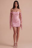 Sparkly Sequin Champagne Corset Short Cocktail Dress