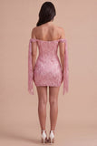 Sparkly Sequin Champagne Corset Short Cocktail Dress