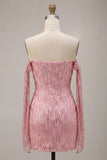 Sparkly Sequin Champagne Corset Short Cocktail Dress