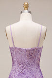 Sparkly Floral Plum Sequin Bodycon Short Corset Cocktail Dress