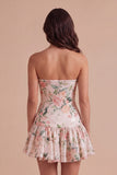 Sparkly Sequin White Pink Flower Short Cocktail Dress