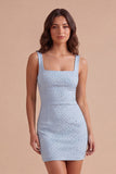 Sky Blue Sparkly Short Cocktail Dress with Beading