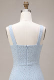 Sky Blue Sparkly Short Cocktail Dress with Beading