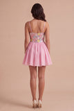Sparkly Floral Pink Sequin Short Cocktail Dress
