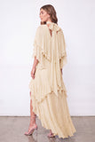 Light Blue A Line Long Ruffled Wedding Guest Dress with Slit