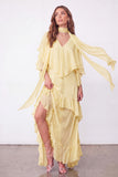Light Blue A Line Long Ruffled Wedding Guest Dress with Slit