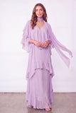 Light Blue A Line Long Ruffled Wedding Guest Dress with Slit