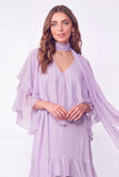 Light Blue A Line Long Ruffled Wedding Guest Dress with Slit