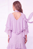 Light Blue A Line Long Ruffled Wedding Guest Dress with Slit