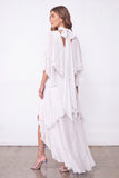 Light Blue A Line Long Ruffled Wedding Guest Dress with Slit