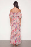 Floral Pink Off the Shoulder Long Wedding Guest Dress