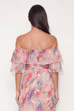 Floral Pink Off the Shoulder Long Wedding Guest Dress