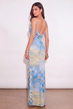 Mermaid Spaghetti Straps Floral Lake Blue Long Wedding Guest Dress