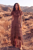 White Ruffled Lace High Low Boho Western Wedding Dress