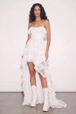 White High Low Corset Boho Western Wedding Dress