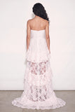 White High Low Corset Boho Western Wedding Dress