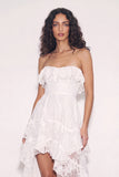 White High Low Corset Boho Western Wedding Dress