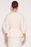 White 2 Piece V-Neck Pencil Single Breasted Midi Work Dress